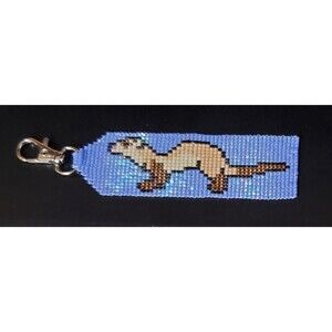Ferret Delica Bead Woven Keychain 5" Beaded Jewelry Handmade